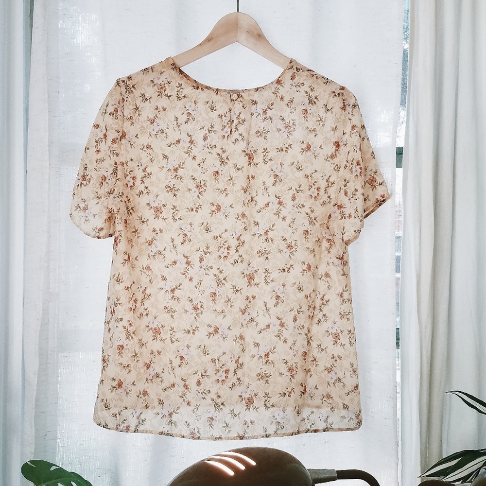 Vintage Floral Sheer Blouse